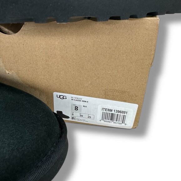 UGG Classic Mini II Boots Women’s Black Sheepskin Suede Winter Ankle Boots - Picture 12 of 15